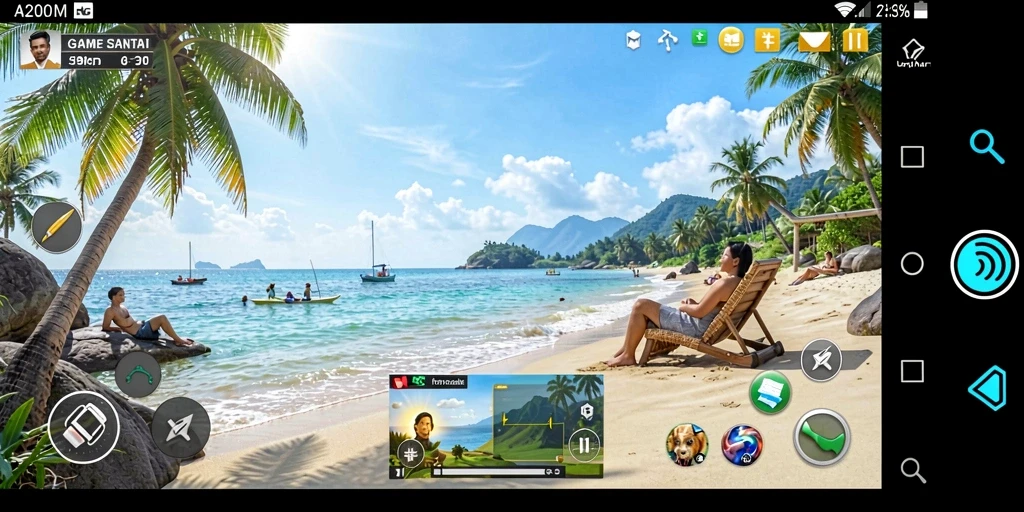 Tampilan dinamis gameplay A200M yang penuh warna.