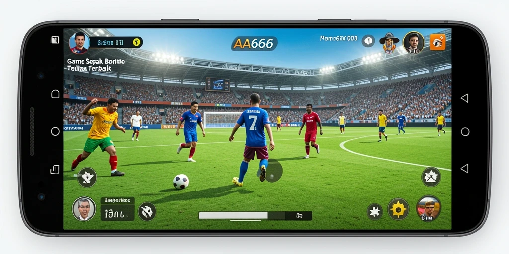 Screenshot gameplay AA666 menampilkan aksi seru dalam pertandingan sepak bola.