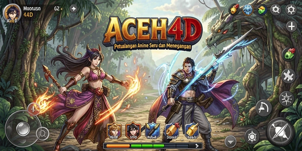 Tampilan gameplay ACEH4D yang penuh aksi dan karakter anime favorit.