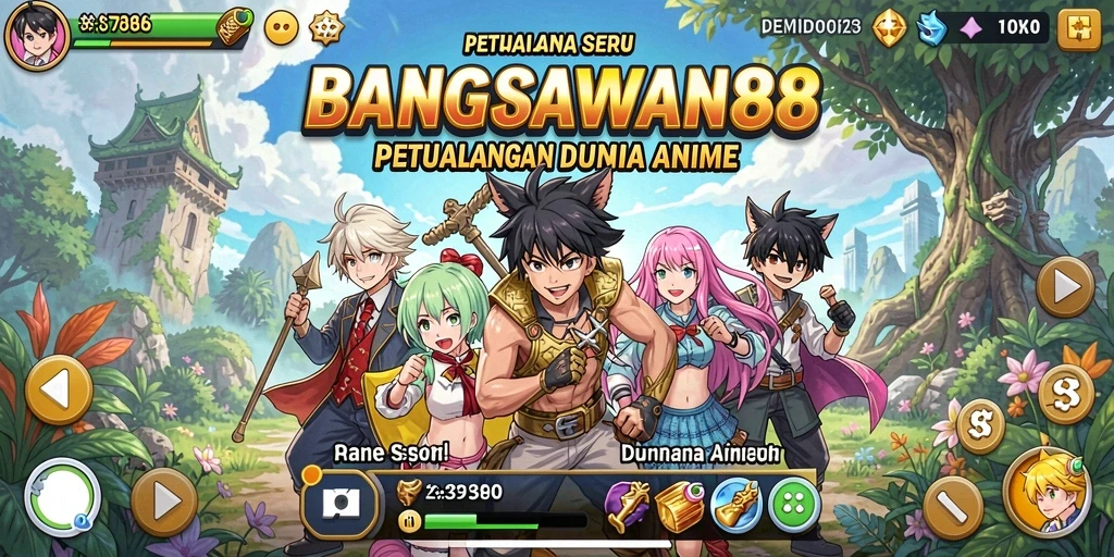 Screenshot gameplay BANGSAWAN88 menampilkan aksi seru di dunia anime.