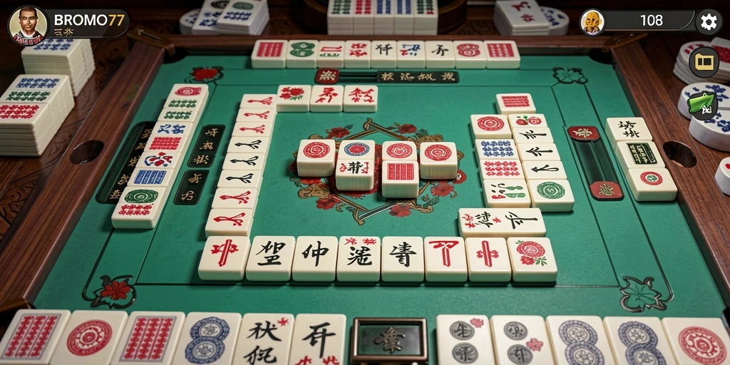 Tampilan gameplay Mahjong yang menawan dan mengasyikkan di BROMO77.