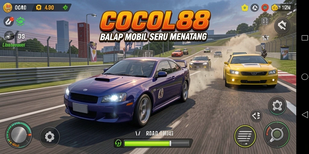 Tangkapan layar gameplay COCOL88 menampilkan aksi balapan intens.