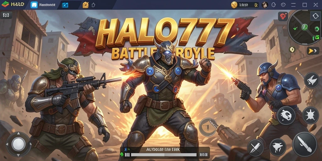 Screenshot gameplay HALO777 menampilkan aksi intens pertarungan Battle Royale.