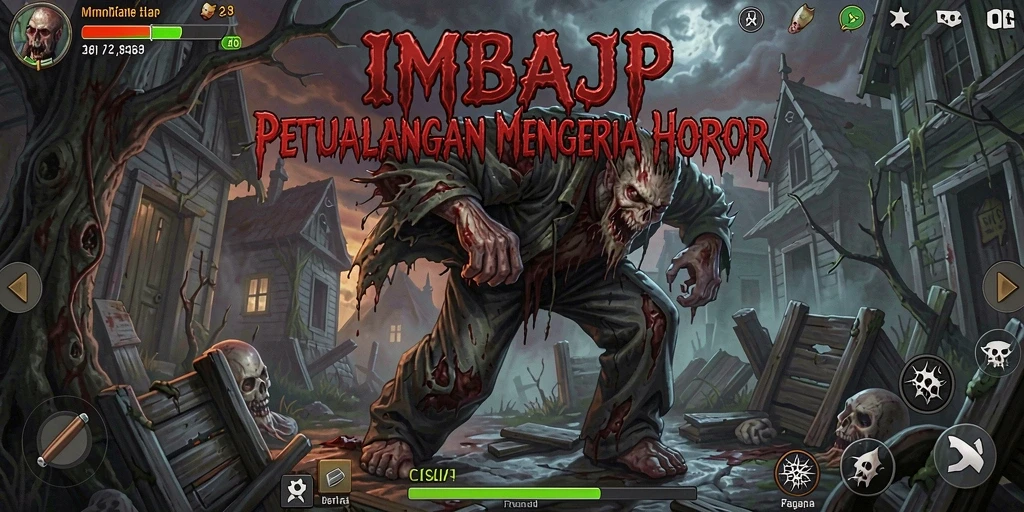 Tampilan gameplay menegangkan IMBAJP di dunia horor.