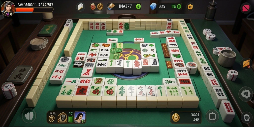 Tampilan gameplay seru dari INA777 dengan ubin Mahjong yang menantang.