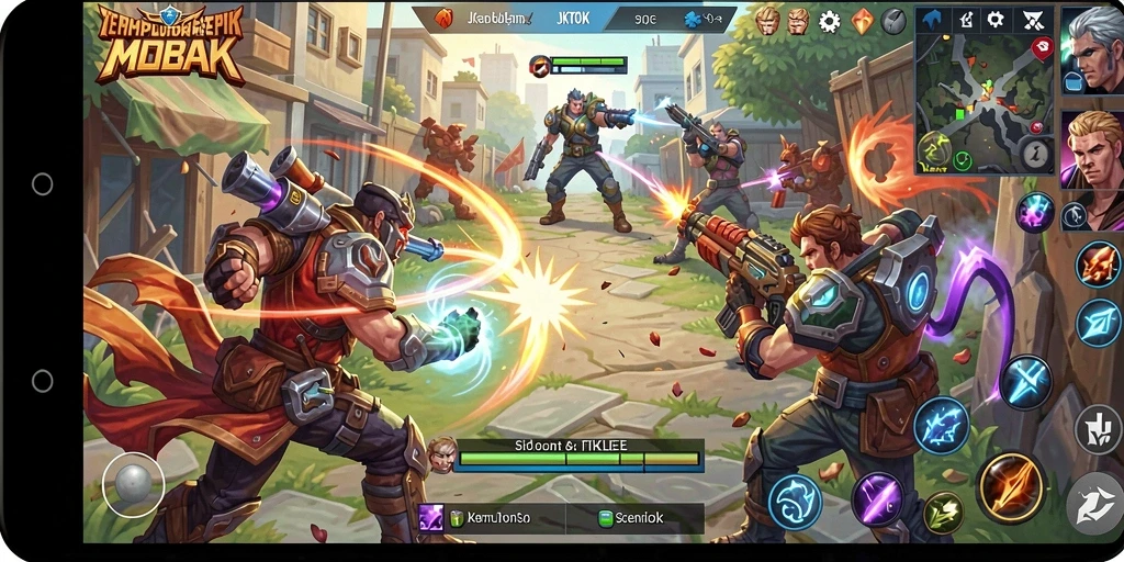 Tangkapan layar utama JKTOK menampilkan pertempuran seru di arena MOBA.