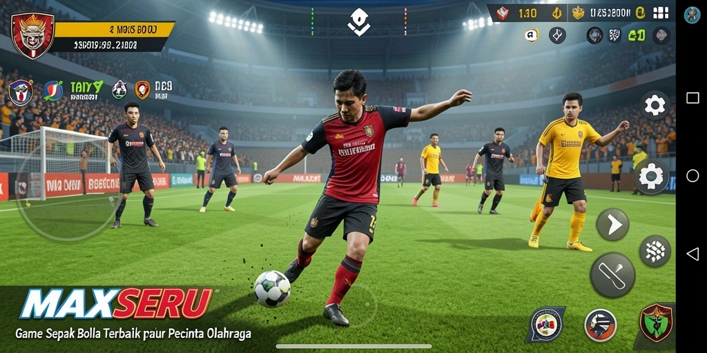 Tampilan gameplay menarik dari MAXSERU saat pemain beraksi di lapangan.