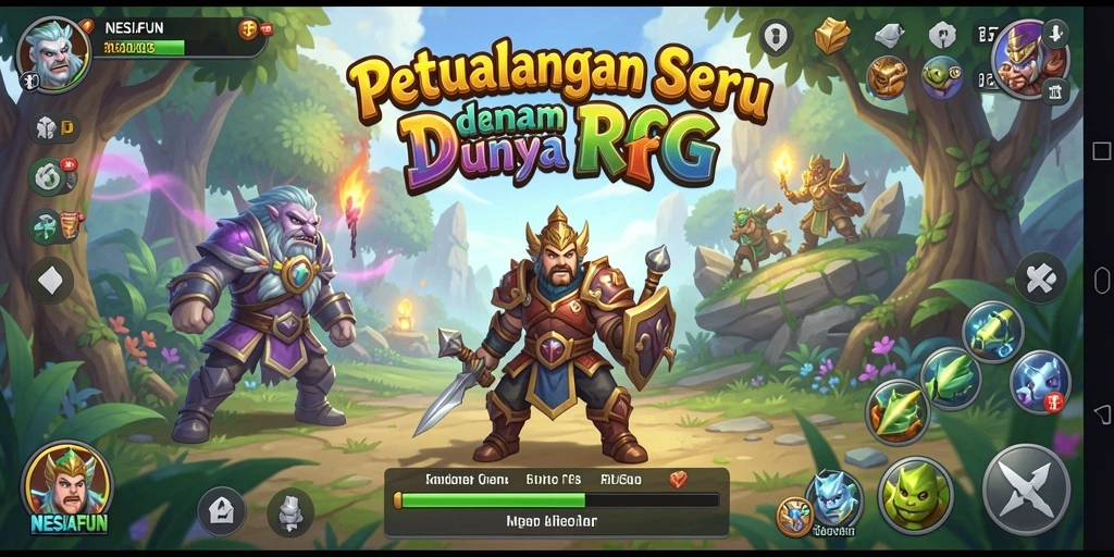 Tampilan gameplay RPG menarik dalam NESIAFUN, dengan pertempuran dinamis.