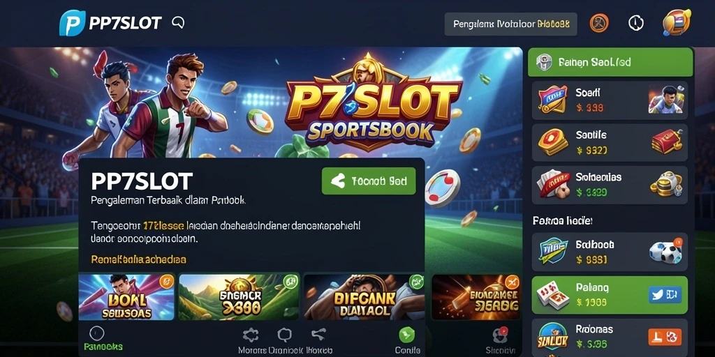 Tampilan utama aplikasi PP7SLOT dengan fitur sportsbook yang menarik.