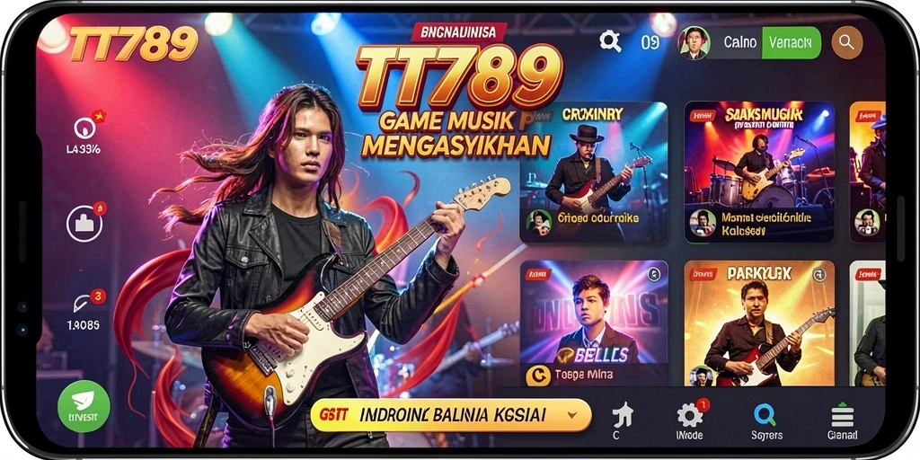 Screenshot gameplay TT789 yang menunjukkan antusiasme bermain musik.
