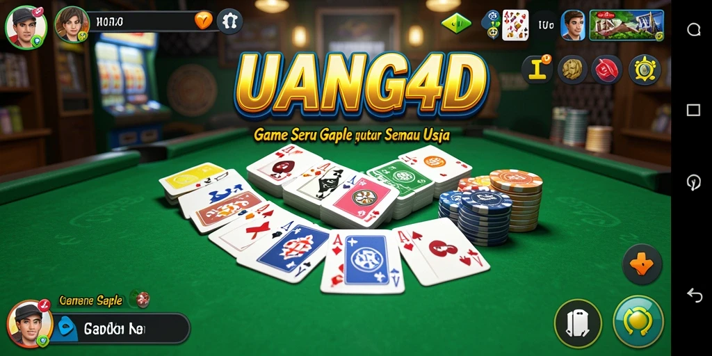 Tampilan gameplay Gaple yang seru dan interaktif di UANG4D.